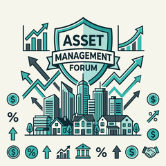 Fototapeta premium Abstract Financial Growth Concepts Abstract City Buildings And Finance Icons Representing