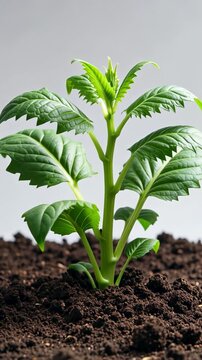 green plant growing from soil. timelapse