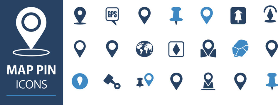 Map Pin Icons Set Location And Navigation Symbols location icons
