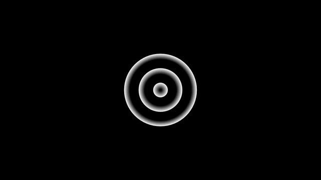 A wonderful white converging circles on a black background.Abstract radio wave animation is isolated alpha channel.