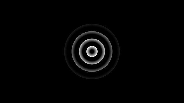 A beautiful new red converging circles on a black background.Abstract, radio wave,audio wave down, animation is isolated alpha channel.