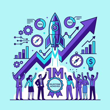 Business Rocket Launch Success Graph And Achievement