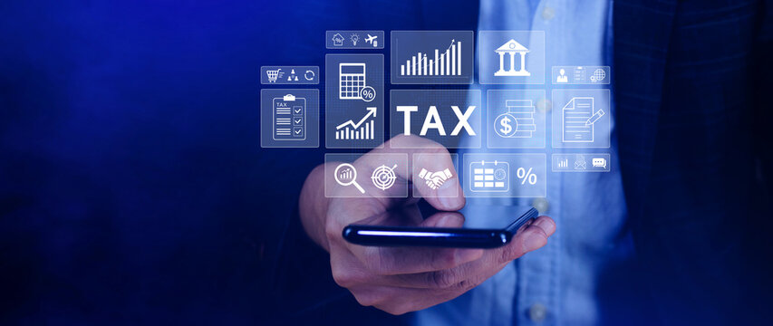 Online tax payment and financial planning concept. analyzing financial data and tax calculation to complete Individual income tax return, Government, state taxes, report. not ai