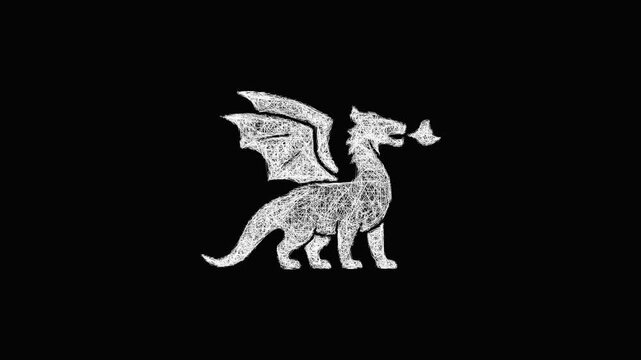 Sketch dragon icon animation - smooth progressive reveal