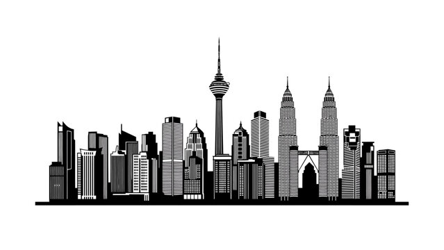 Kuala Lumpur city skyline with Petronas Twin Towers and KL Tower  Malaysia urban landscape