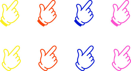 Fototapeta premium Set of nine colorful pointing hand icons in various colors