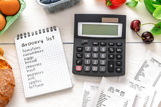 Grocery list budget planning with home calculator
