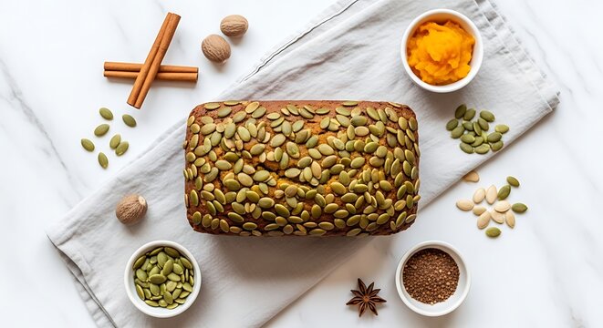 Delicious homemade seed bread with spices.