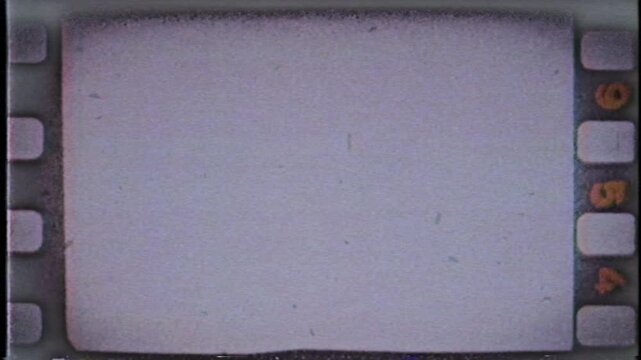 Vintage 8mm film frame overlay with sprocket holes and film grain texture.