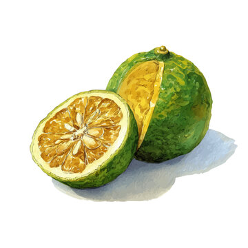 Watercolor clipart of Ugli Fruit, isolated on white background
