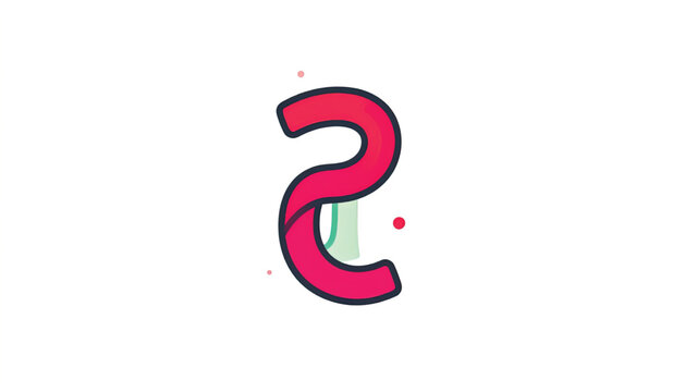 Colorful Pink Number Two Symbol.