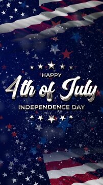 happy 4th of July greeting animation text. 4K animated footage. Great for use on event in United States