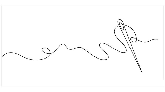 Needle thread icon one line art animation seamless loop minimal design,Tailor equipment continuous line motion graphic seamless loop, Needle thread icon one line art animation seamless loop minimal de