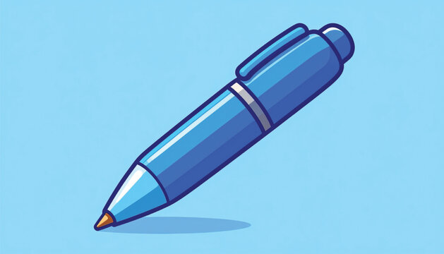 Blue pen with orange tip writing.