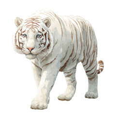 Obraz premium White Tiger, watercolor clipart isolated on white background