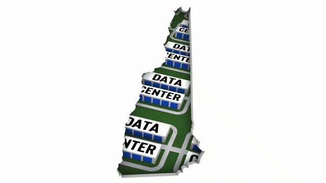 New Hampshire NH Map Data Centers Building Development State Law Ban Regulation 3d Animation