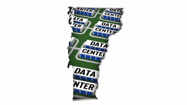 Vermont VT Map Data Centers Building Development State Law Ban Regulation 3d Animation
