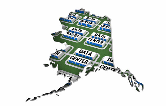 Alaska AK Map Data Centers Building Development State Law Ban Regulation 3d Illustration