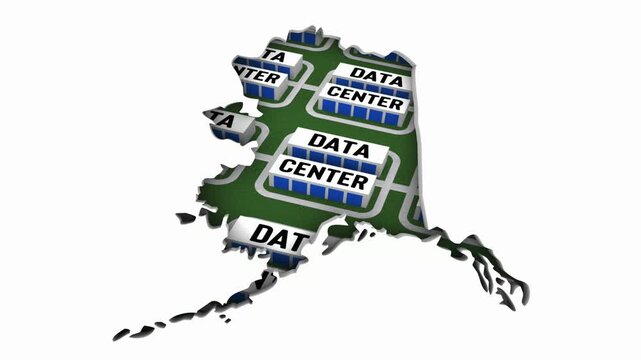 Alaska AK Map Data Centers Building Development State Law Ban Regulation 3d Animation
