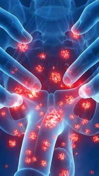 Human body video visualizing severe itching and redness caused by allergic dermatitis in the hip joint and groin area.