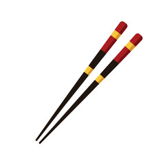 Fototapeta premium Decorative pair of traditional wooden chopsticks for eating Asian cuisine