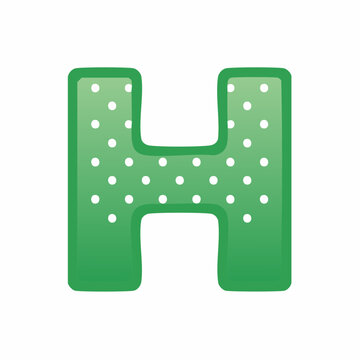 Green Letter H with White Polka Dots
