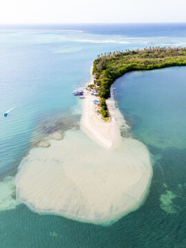 Drone Shot of Sandy Island and Turquoise Lagoon Tobago