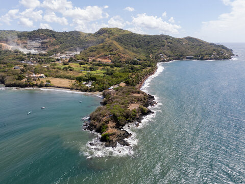 Aerial View of Rocky Headland and Coastline Tobago