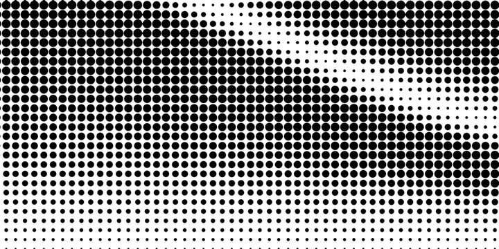 Grunge halftone angular gradient. Distress fade noise background. Retro pixel background texture. Black and white sand wallpaper. Vector textured grid surface. Anime or manga comic overlay.