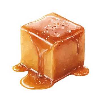 Caramel, watercolor design element isolated on white background