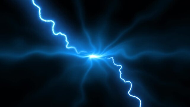 Cartoon electric thunder explosion FX, blue lightning energy, electrical across, electricity storm flash electric, neon energy burst and glowing lightning bolts, hand drawn smoke spark effects.