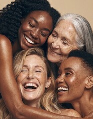 Fototapeta premium Diverse Women Celebrating Natural Beauty and Friendship