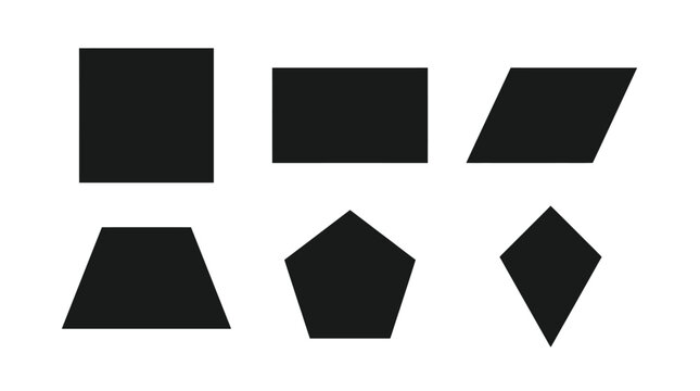 Minimalist black geometric shapes vector illustration featuring basic polygons designed for modern graphic art project layout