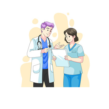 Doctors discussing medical report