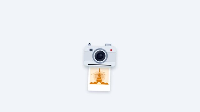 Retro Photo Camera Snapshot and Polaroid Print Animation