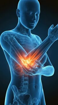 Medical CG that realistically depicts elbow joint pain and tendinitis pain.