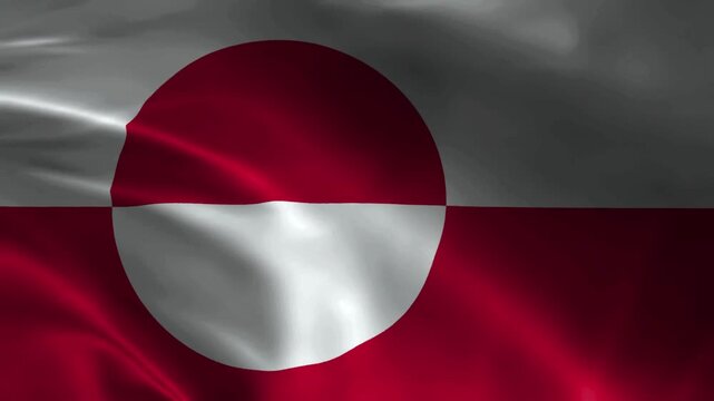 Greenland flag animation with realistic fabric texture and dramatic lighting