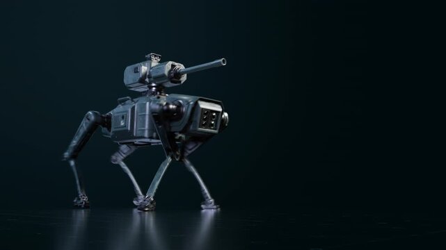 Futuristic robot dog dancing in motion