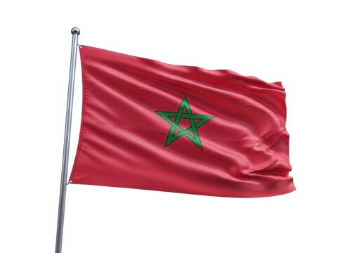 Waving flag of morocco on a flagpole