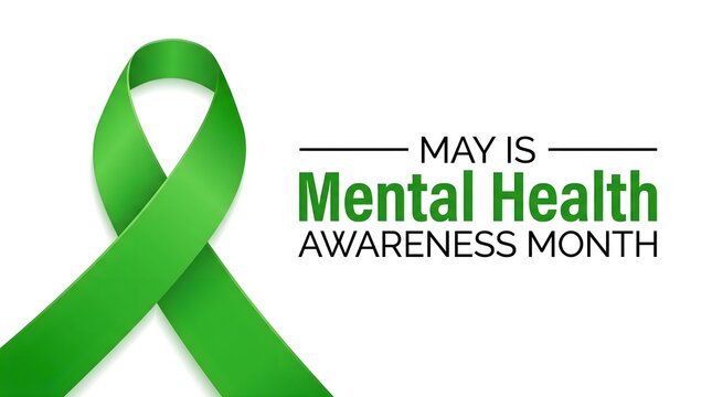 Mental health awareness ribbon and may month promotion