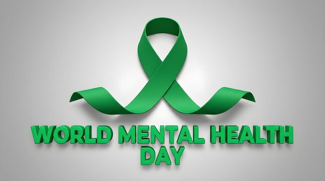 World mental health day awareness ribbon and typography
