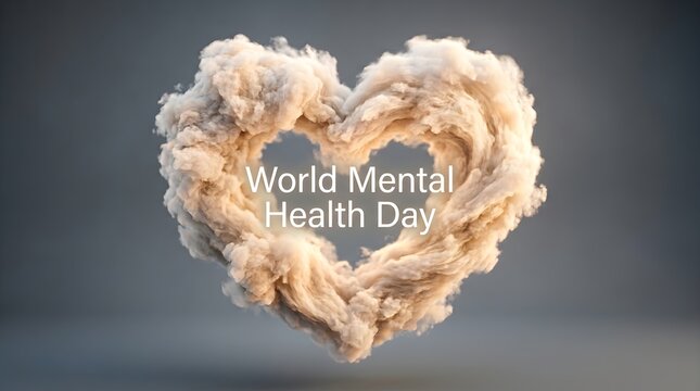 World mental health day awareness heart shaped cloud