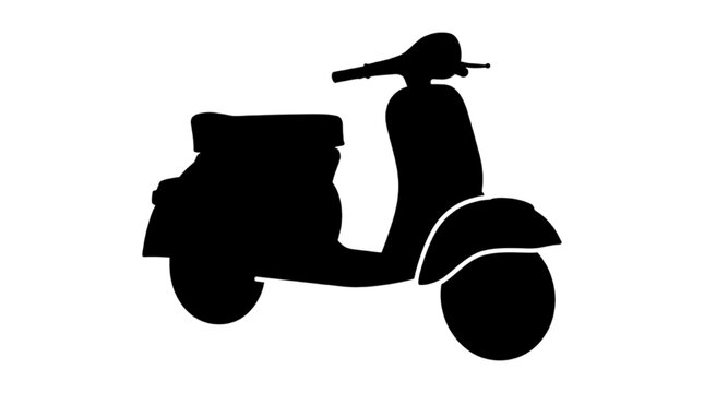 CAD Vector Silhouette of a Modern Motor Scooter for Urban Transport and Delivery Services Illustration