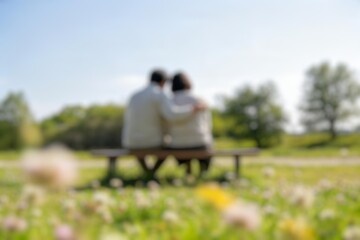 Fototapeta premium Blurred Peaceful couple connection promoting emotional wellness.