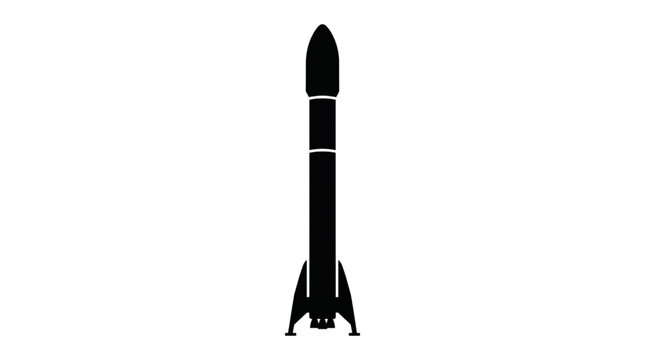 Black rocket silhouette icon designed as a vector CAD model illustration