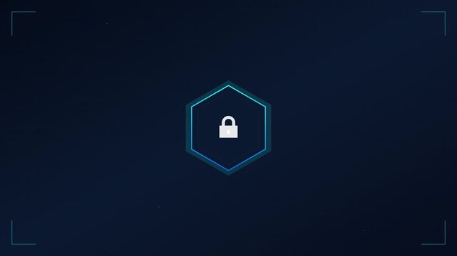cyber security shield digital lock blue animation