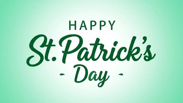 St. Patrick's Day greeting text in gentle green gradient background with subtle light flare
