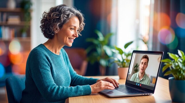 Woman human resources manager conducting online job interview with candidate on laptop. Professional recruitment meeting, remote work and corporate communication. HR Officers day