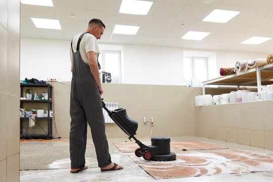 Carpet chemical cleaning with professionally disk machine. Early spring cleaning or regular clean up.