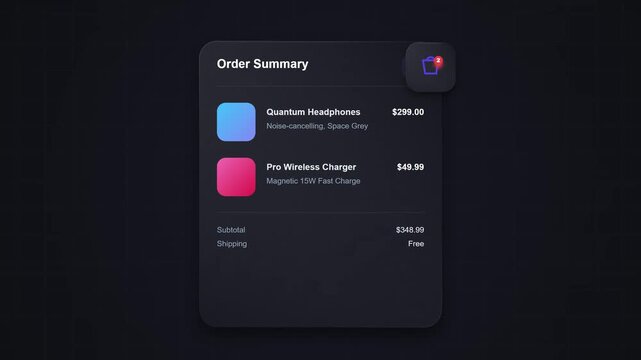 Dark Mode E-Commerce Shopping Cart Checkout UI Loop